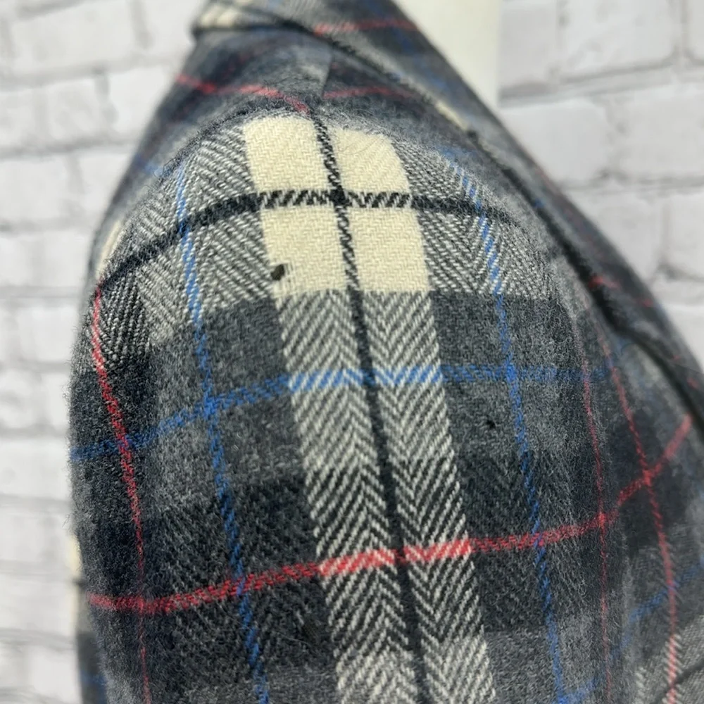 PENDLETON Tweed Virgin Wool Single Button Fitted Plaid Blazer 10 Gray VGC*